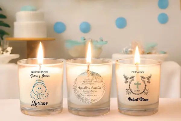 Velas, recuerdos de bautizo personalizados