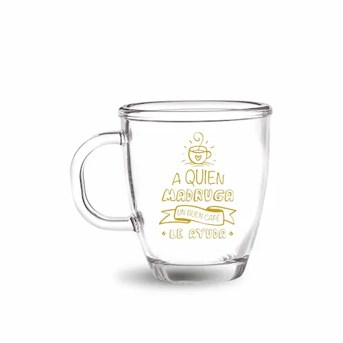 Taza de vidrio curva transparente