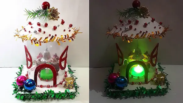 Faroles decorativos hechos con botellas recuperadas