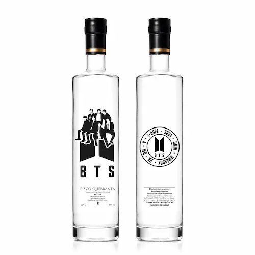 pisco premium tamaño 500 ml temática de Kpop