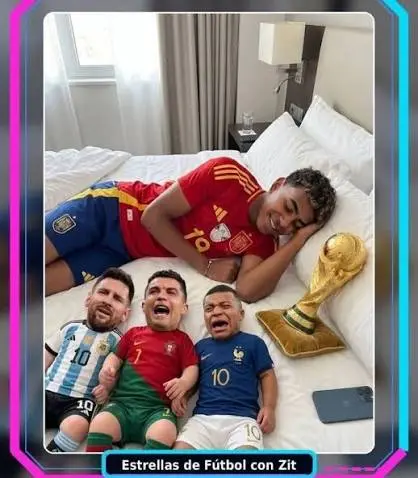 3. Yamal durmiendo con el trofeo